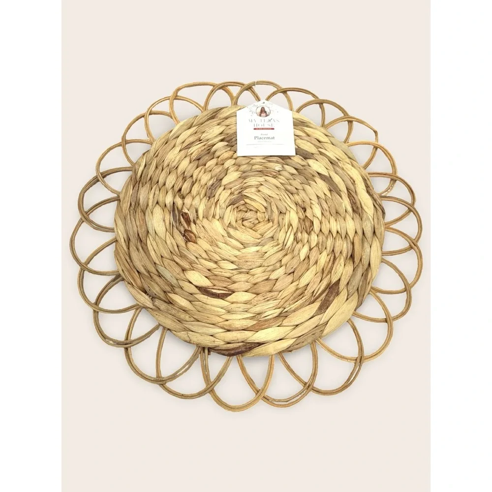 My Texas House 4pc Rattan Placemat Charger Set - Brown 15 In Woven‎ Round